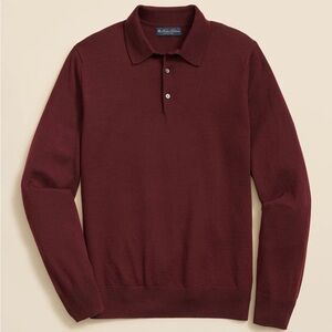 Men's Long-Sleeve Polo Sweater in CHOCOLATE BROWN (NOT BURGUNDY)